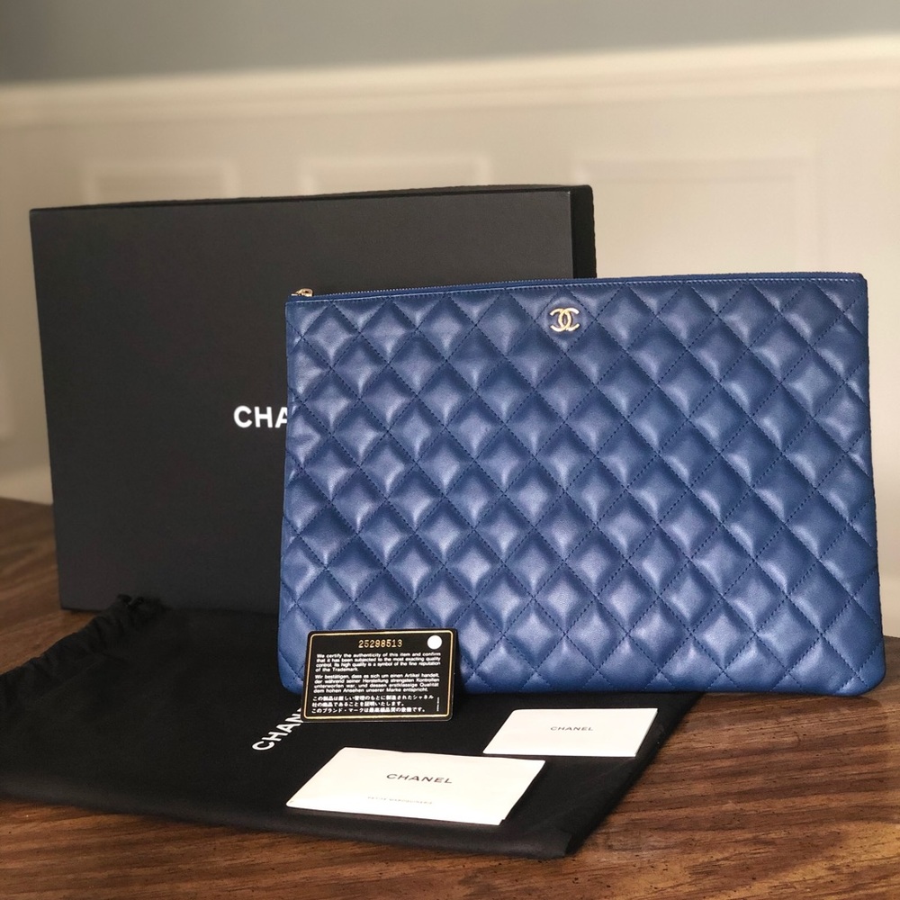 Chanel O-Case Blue Lambskin